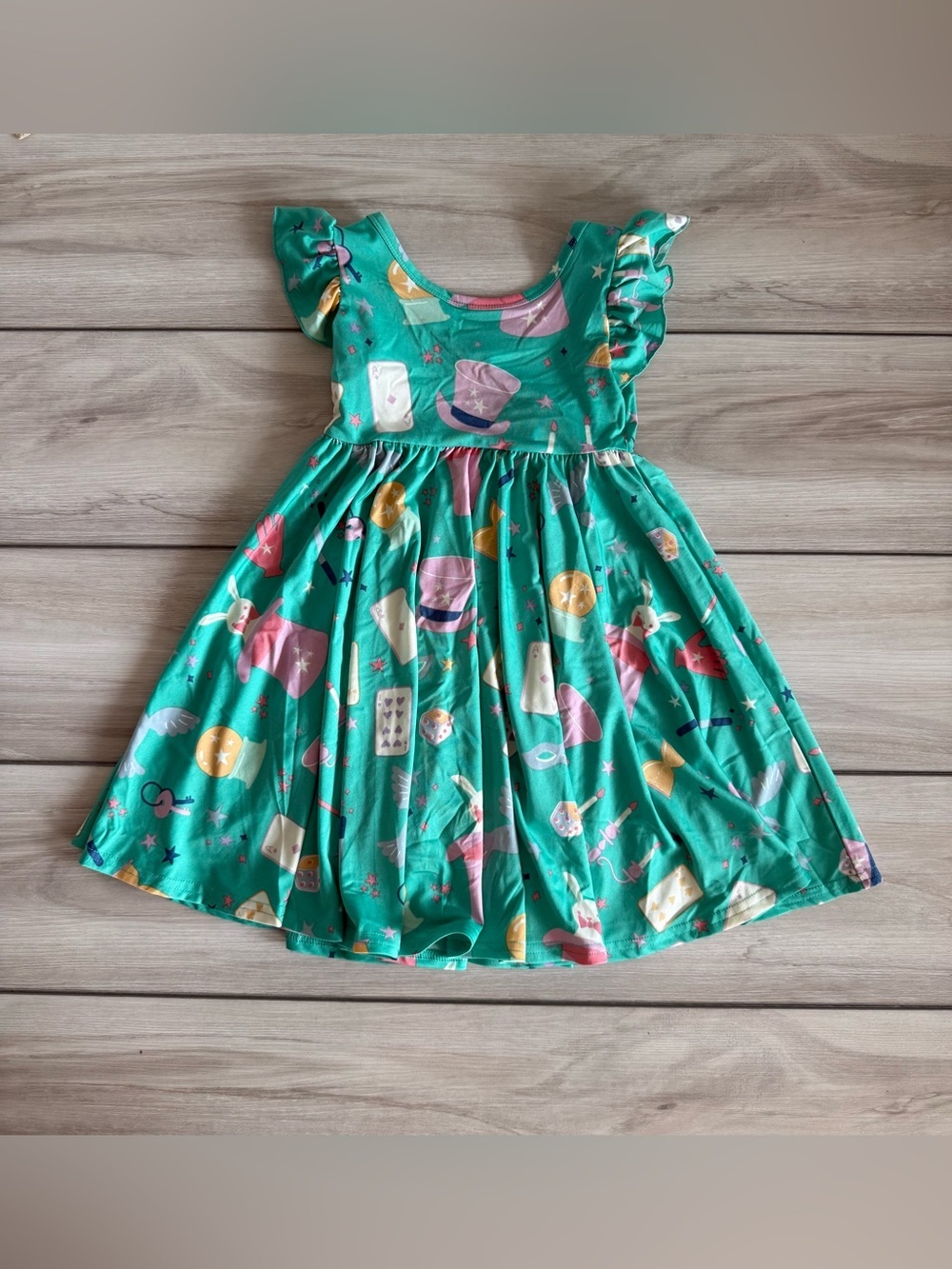 Dot Dot Smile Magic Show Empire Twirl Dress Green Size 3/4 NWT
